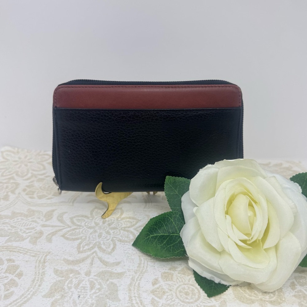 Derek Alexander Full Grain Leather Black and Brown Ladies Wallet